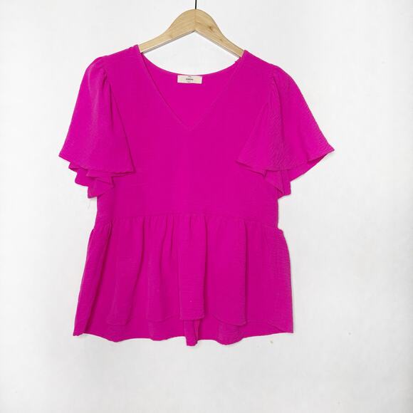 Pink Flutter Sleeve Top - Picture 1 of 3